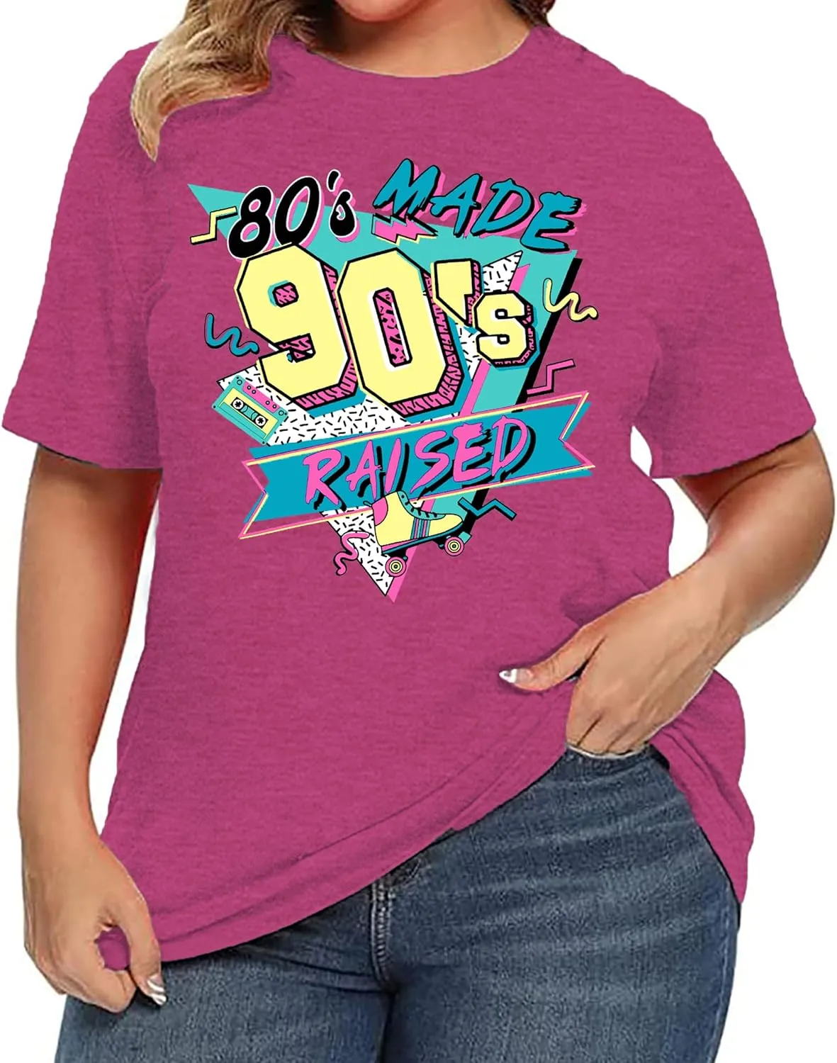 80s Baby 90s Made Me Shirt: Women Plus Size 90s Outfits Shirts Retro 80's Nostalgia Tshirt