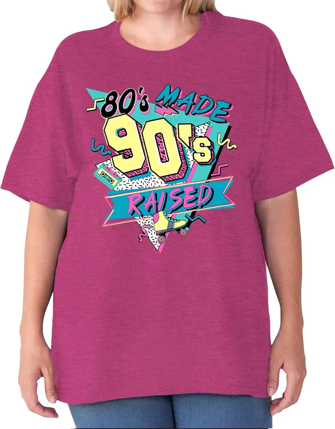 80s Baby 90s Made Me Shirt: Women Plus Size 90s Outfits Shirts Retro 80's Nostalgia Tshirt