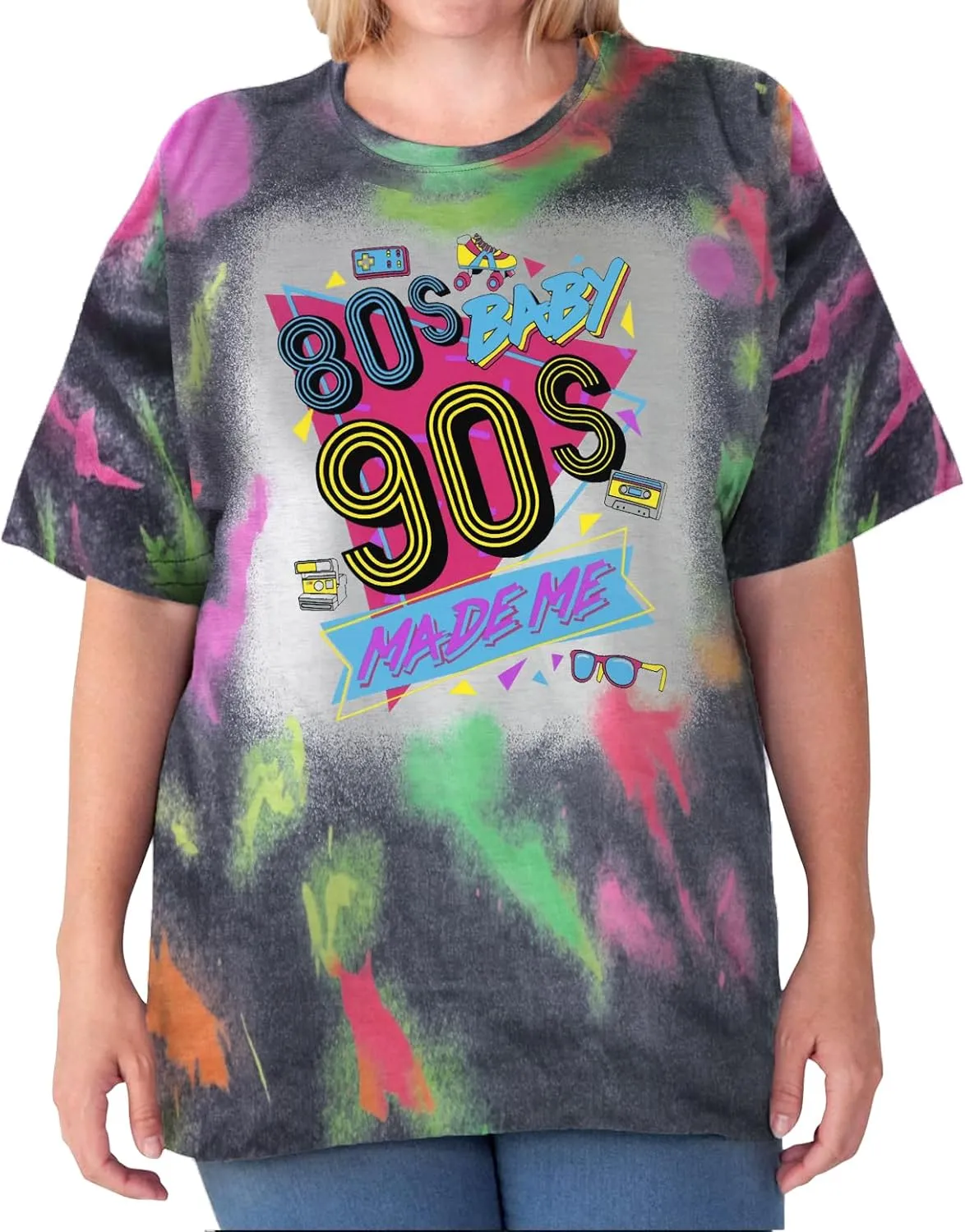 80s Baby 90s Made Me Shirt: Women Plus Size 90s Outfits Shirts Retro 80's Nostalgia Tshirt