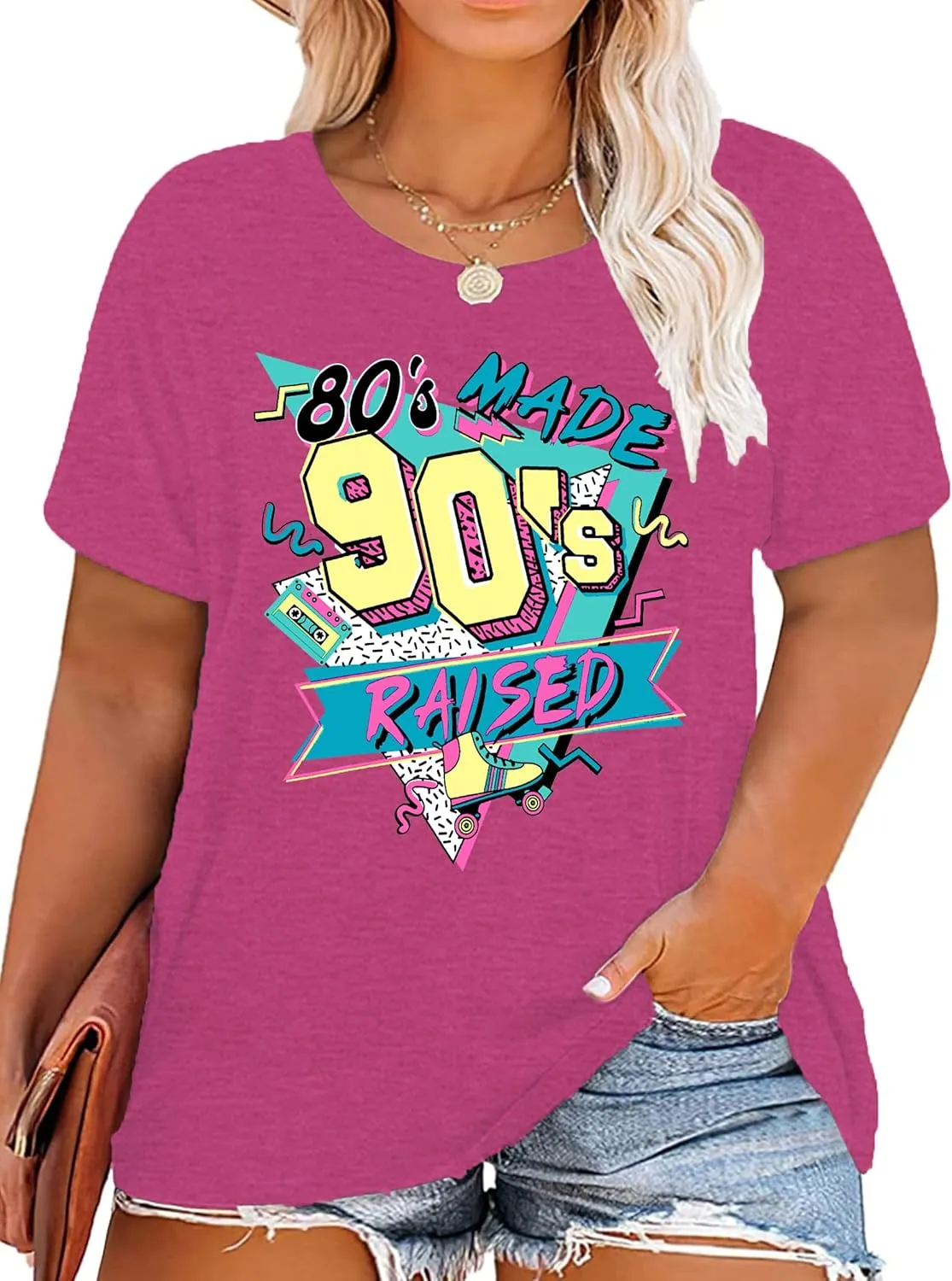 80s Baby 90s Made Me Shirt: Women Plus Size 90s Outfits Shirts Retro 80's Nostalgia Tshirt