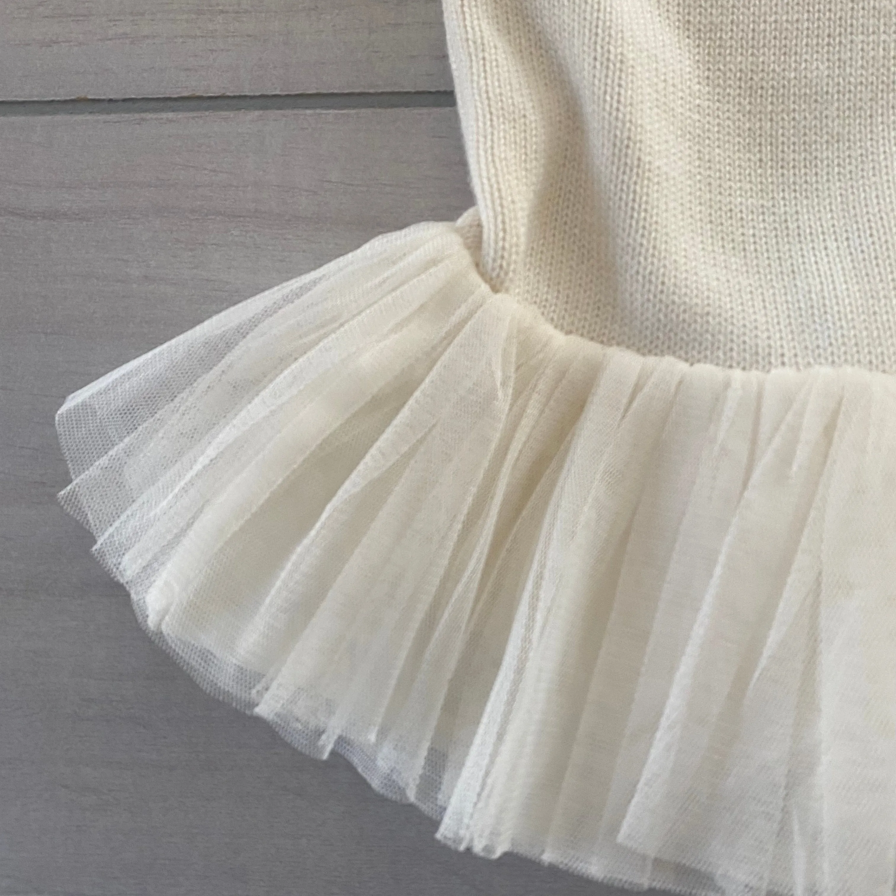 Baby Gap Cream Sweater Tulle Bottom Dress & Matching Cotton Tights