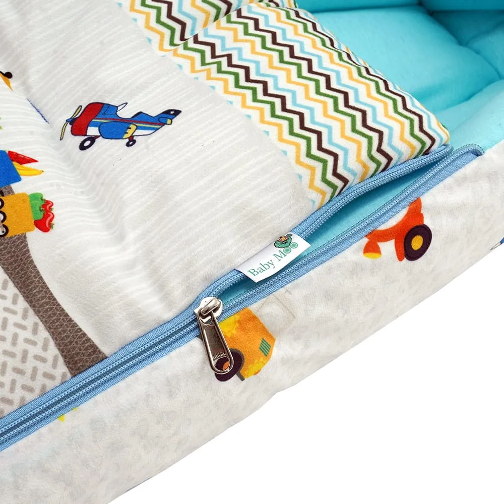 Baby Moo Truck And Car Premium Carry Nest Velvet With Hosiery Lining Sleeping Bag - Multicolour