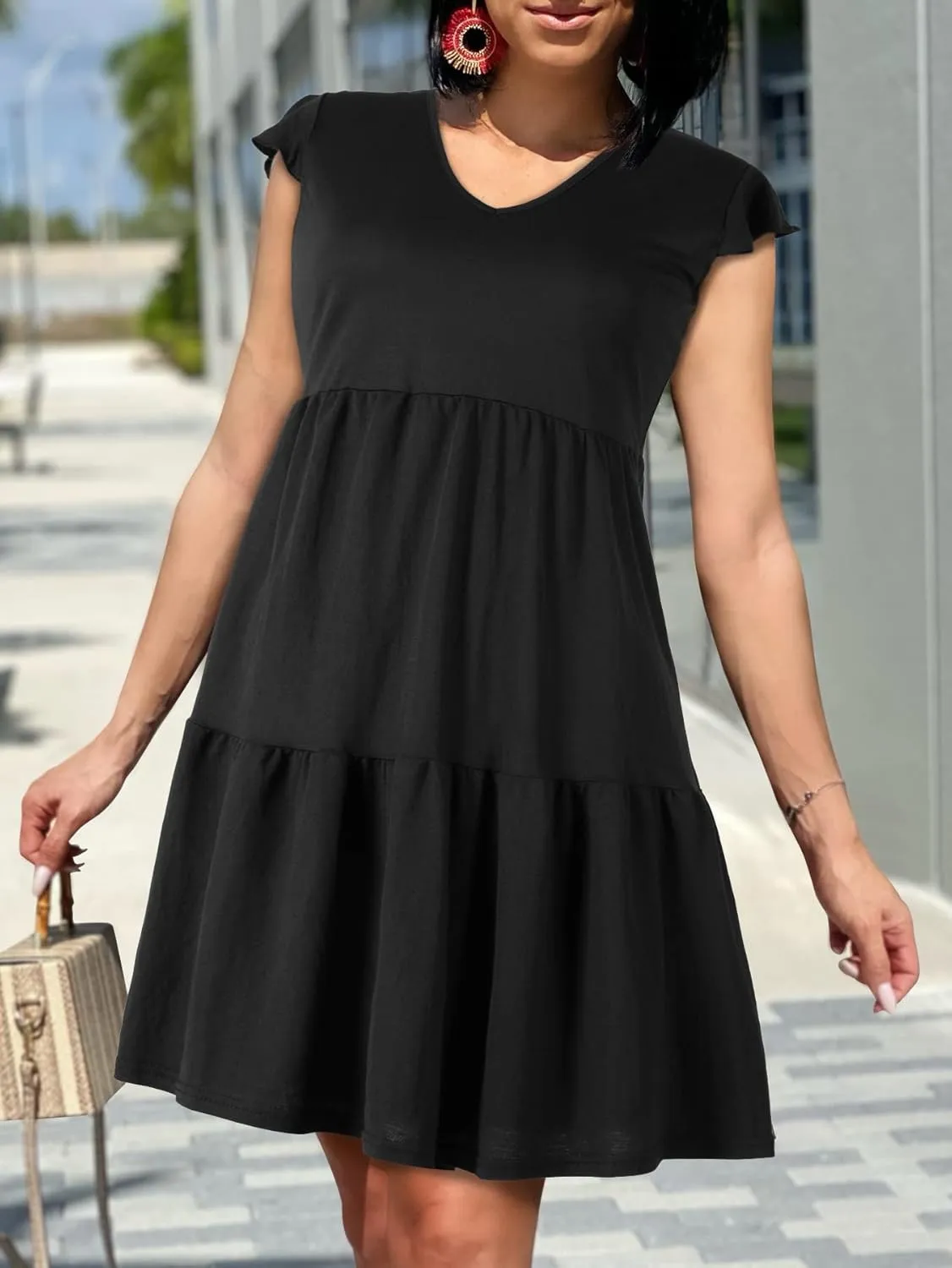 BENANCY Women Casual Swing Short Sleeve Tunic Dresses