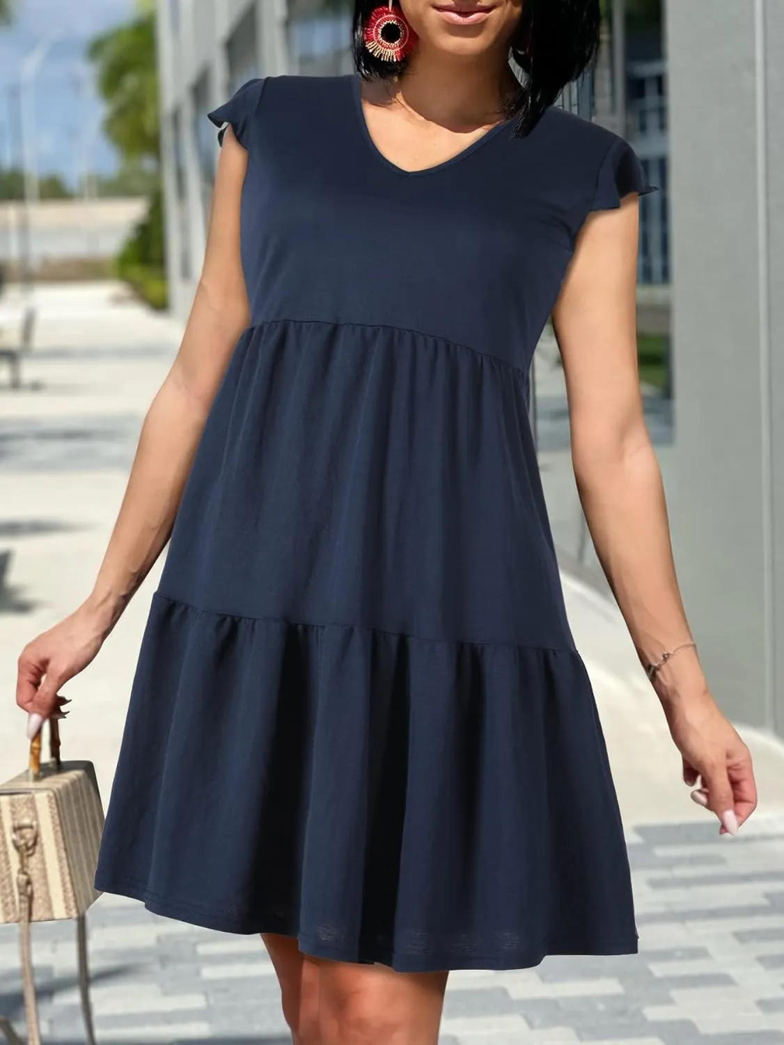 BENANCY Women Casual Swing Short Sleeve Tunic Dresses