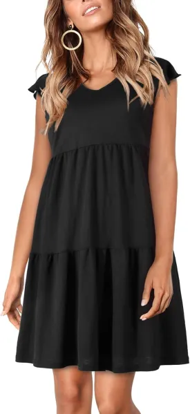 BENANCY Women Casual Swing Short Sleeve Tunic Dresses