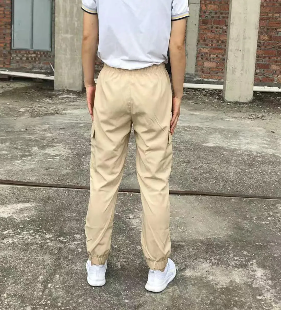 Boys Girls Joggers Cargo Pants with Zipper Pockets Elastic Waist School Casual Trousers