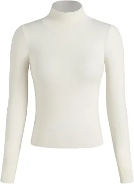 CIDER Mock Turtleneck Tops for Women Ribbed Knit Long Sleeve Slim Fitted Fall Solid Sweater T Shirts