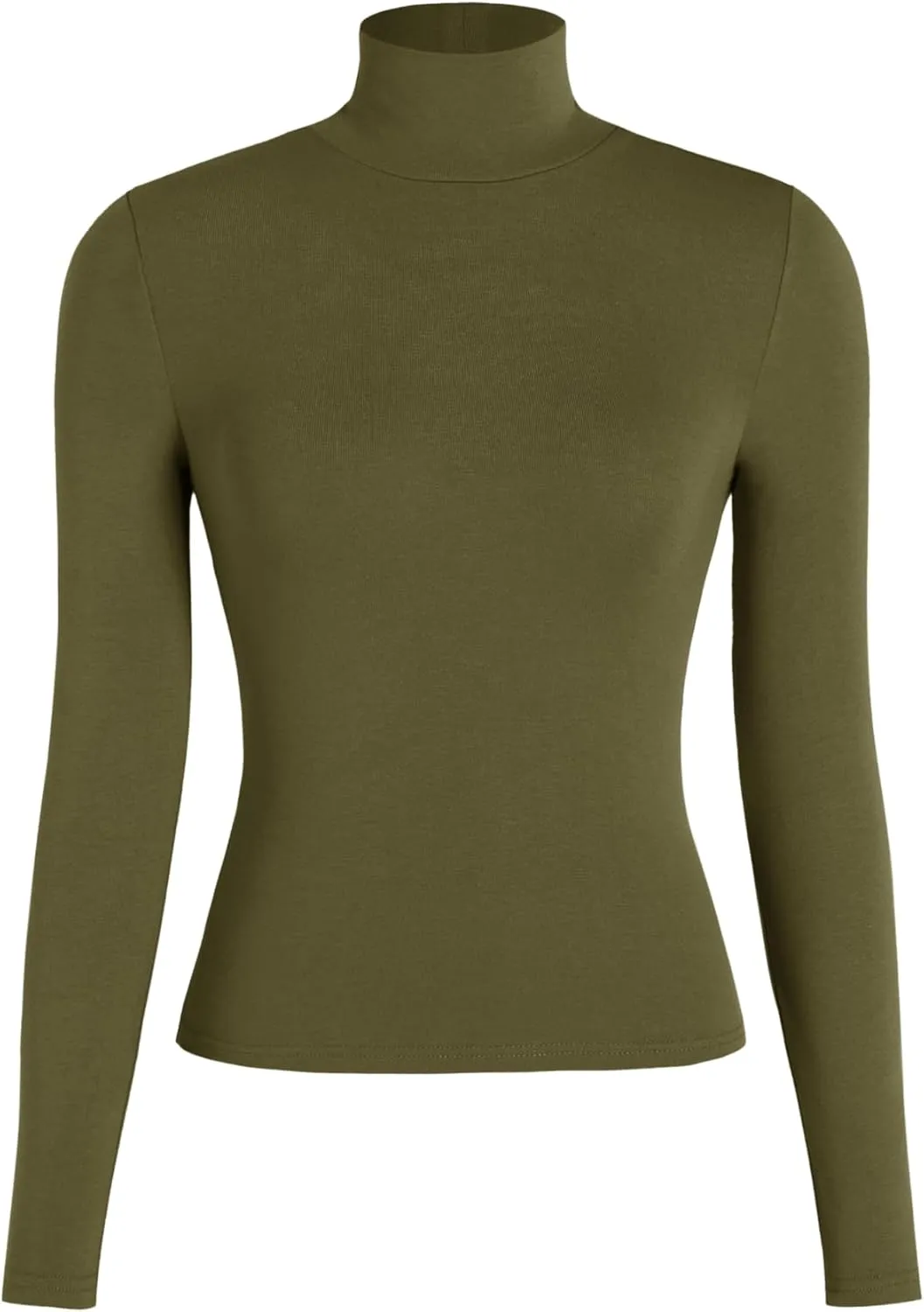 CIDER Turtle Necks Tops for Women Long Sleeve Shirts Mock Neck Solid Basic Tee Slim Fit Soft Base Layer Fall Tops