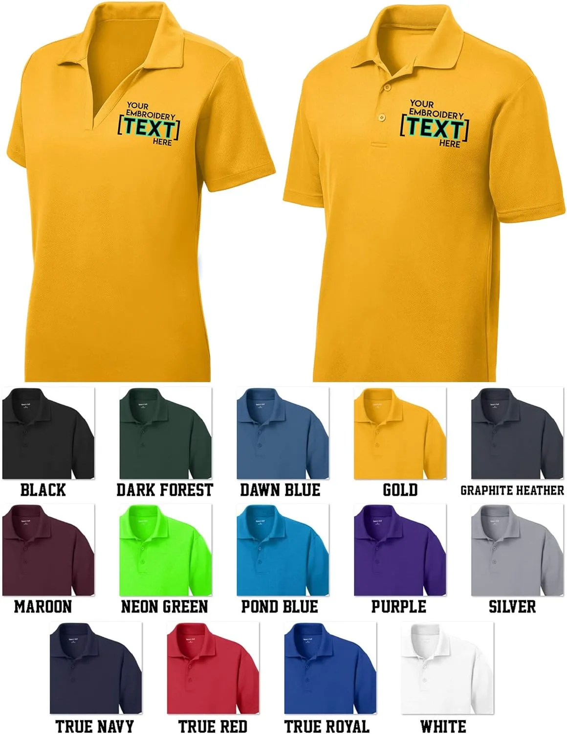 Custom Embroidered Shirts for Men - Your Text - Personalized Embroidery Polos