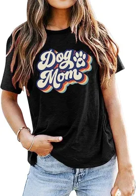 Dog Mama Tshirts Dog Mom Shirts for Women Cute Sunflower Pet Paw Graphic Tees