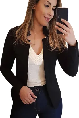 MAYRAIN Womens Trendy Pure Color Cardigan Suit Open Front Notch Lapel Jacket Lightweight Business Outfits Blazers
