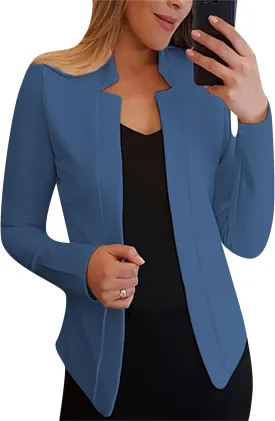 MAYRAIN Womens Trendy Pure Color Cardigan Suit Open Front Notch Lapel Jacket Lightweight Business Outfits Blazers